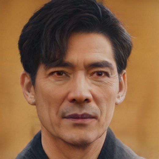 The same man generated at 60, next to his original photo